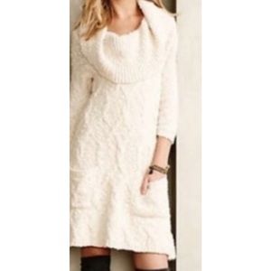 Anthropologie sleeping on snow cowl neck‎ sweater dress with pockets. NWOT